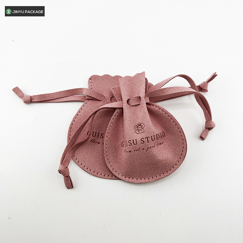 Luxury Suede Microfiber Drawstring Jewelry Pouch Bags Factory with Embossing Logo