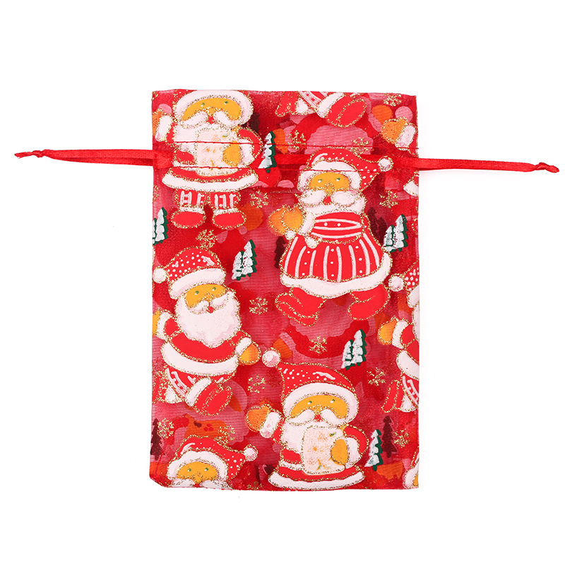 Custom Packaging Fashion Personalized Silk Jewellery Microfiber Shinning Printed Christmas Snowman Small Pouch Gift Bag Drawstring Cosmetic Bag Jewelry Pouch