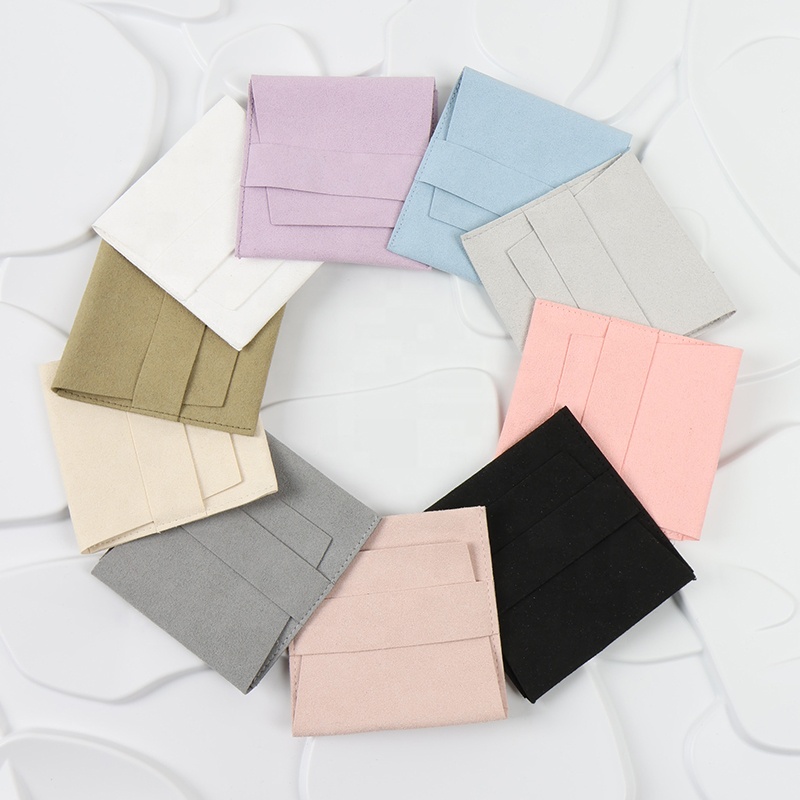 Luxury Small Microfiber Jewelry Pouch Eco-Friendly Premium Packaging Display Popular Gift Envelope Bag MOJU Brand 8*8cm Portable