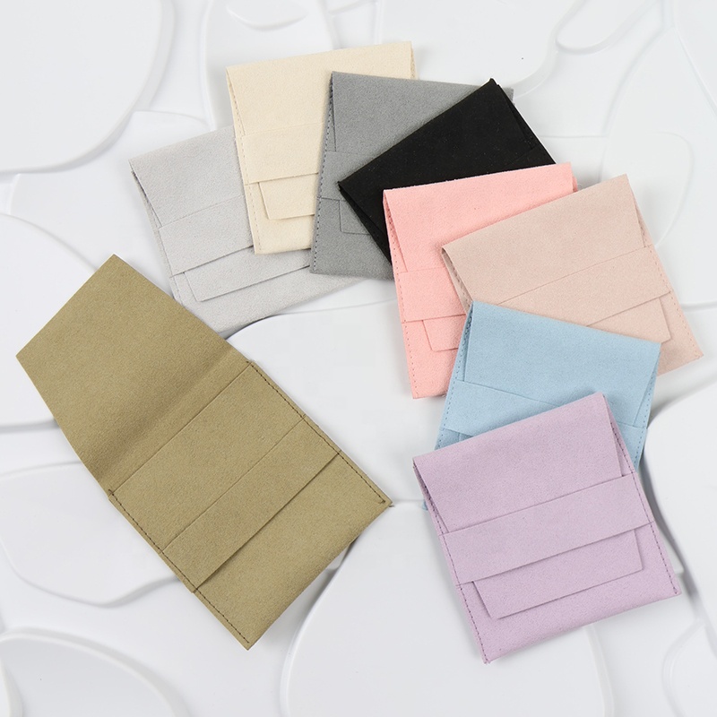 Luxury Small Microfiber Jewelry Pouch Eco-Friendly Premium Packaging Display Popular Gift Envelope Bag MOJU Brand 8*8cm Portable