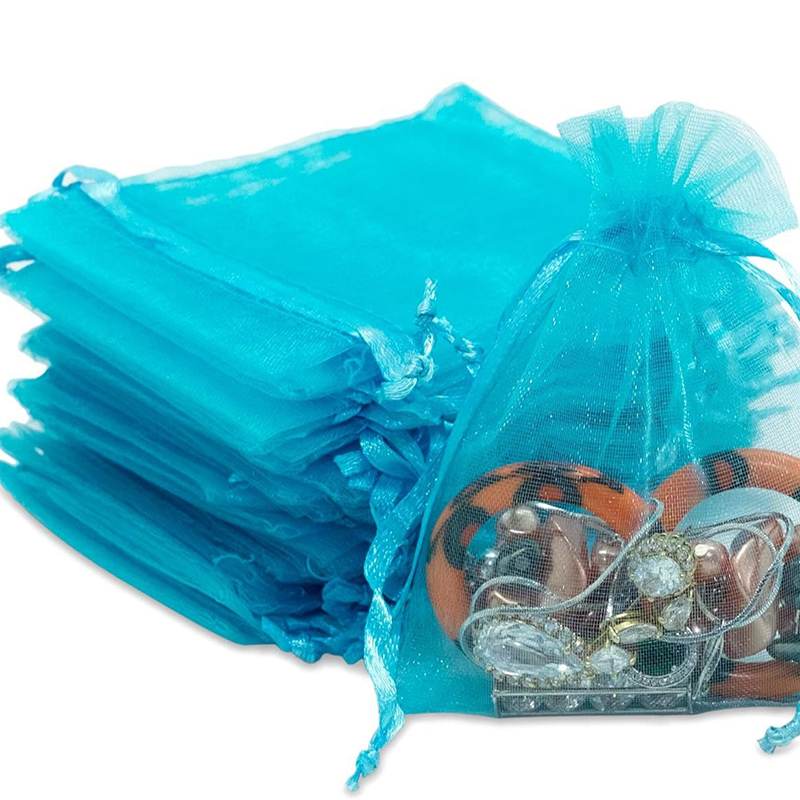 100PCS Small Glossy Mesh Organza Bags 3.6x4.8" Sheer Drawstring Jewelry Party Wedding Favor Candy Bracelet Packaging