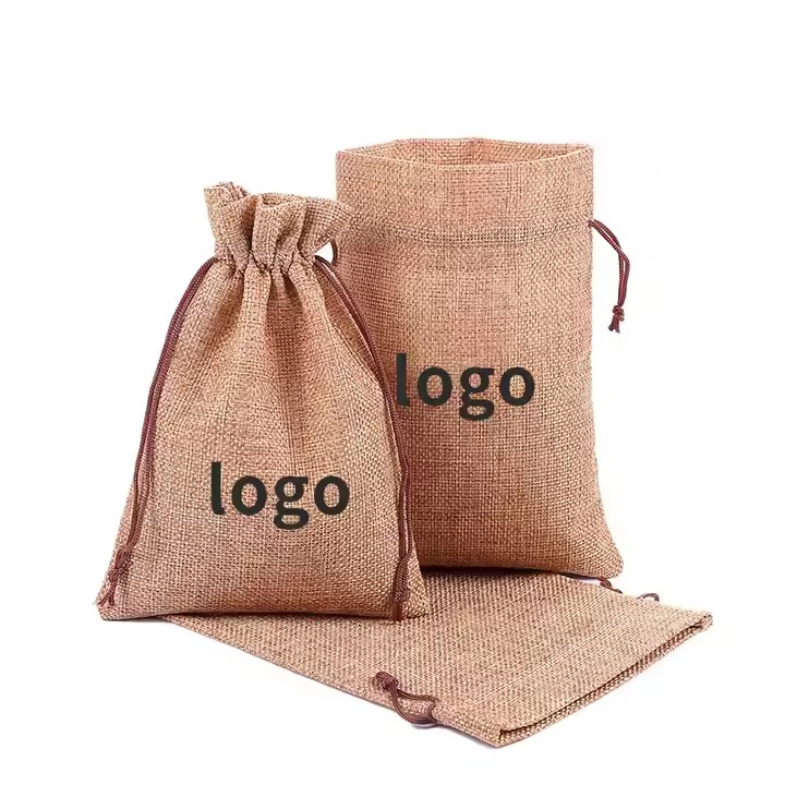 High Quality New Heavy Jute Bags Natural Linen Burlap Gift Handles Gift Packaging Party Favor