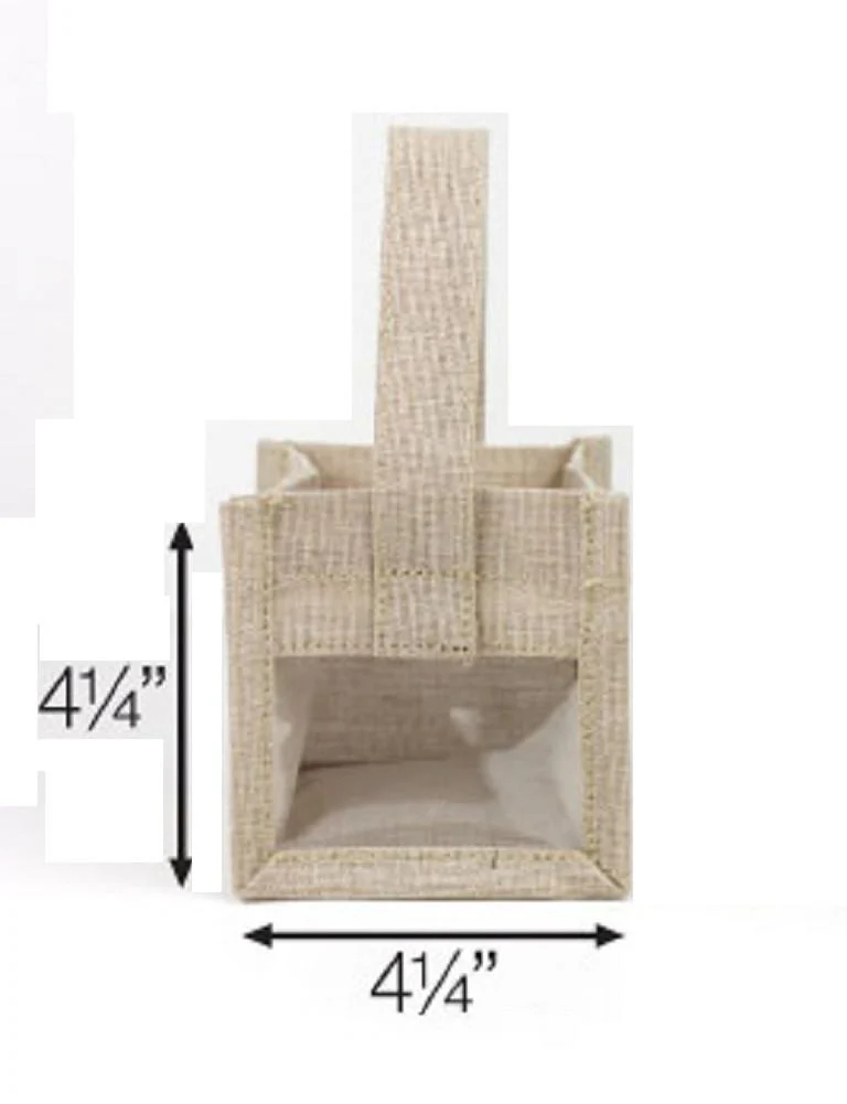 Mini Rustic Wedding Favor Burlap Tote Bag with Clear Window