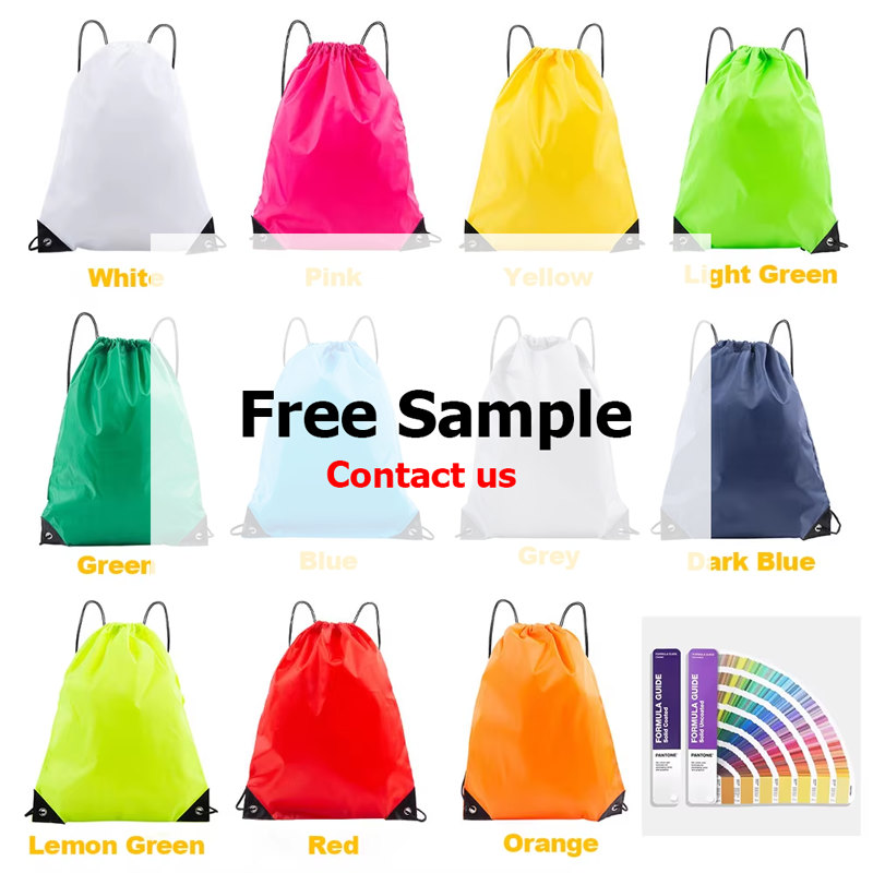 Wholesale Customized Promotional Cinch Bag Polyester Nylon Drawstring Shop Backpack with Custom Logos