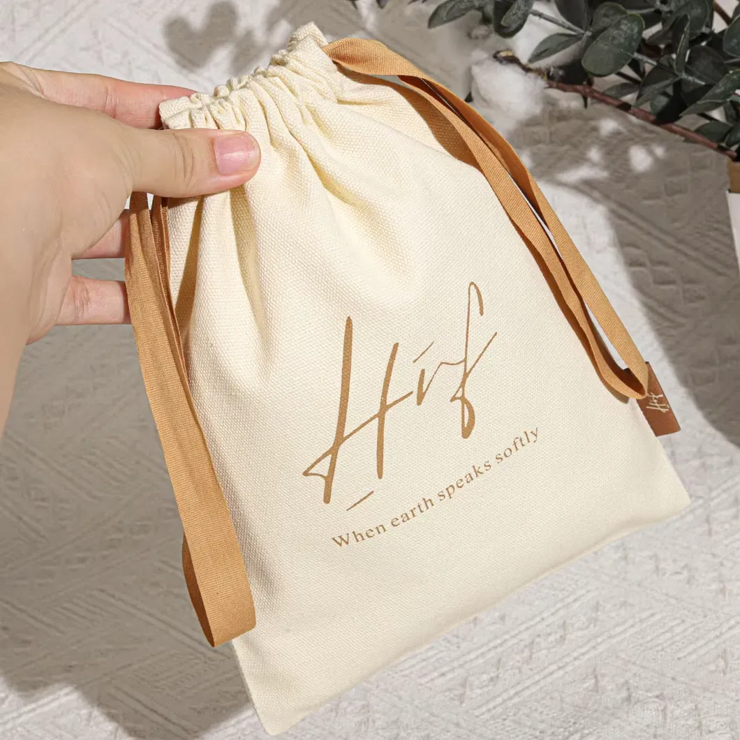Stylish Custom Logo Canvas Drawstring Bags