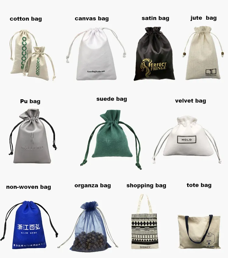 Custom Jewelry Packaging Pouch Customized White Organic Cotton Canvas Drawstring Bag
