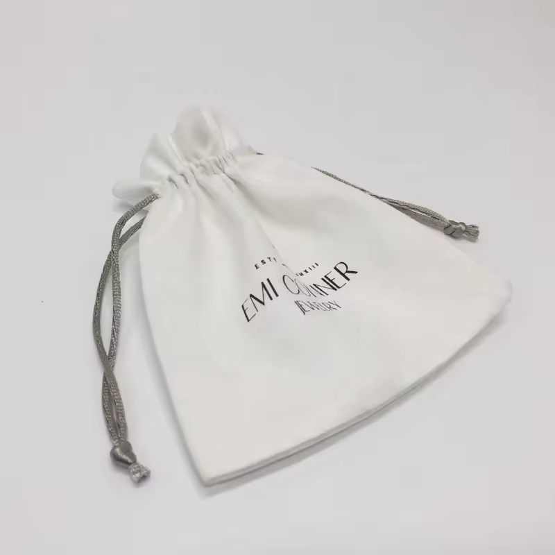 White Soft Velvet Suede Jewelry Pouch Small Fabric Jewelry Drawstring Bag