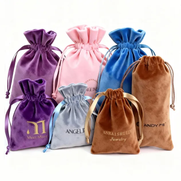 Wholesale Custom Printed Personalized Promotional Small Jewellery Drawstring Bag Suede Jewelry Gift Pouches
