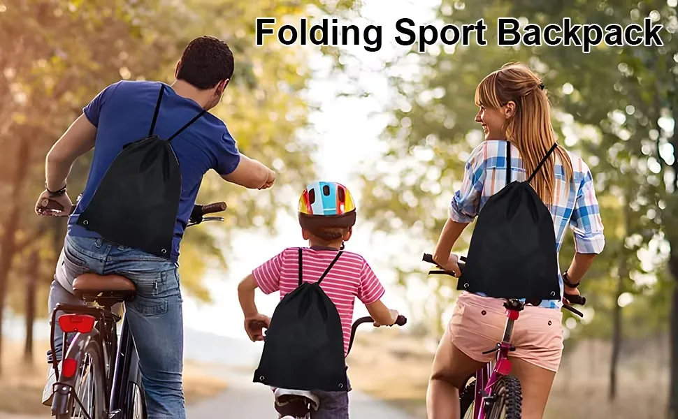 Custom Polyester Nylon Drawstring Backpack with Zipper Pocket Waterproof Gym Sports Training Bag