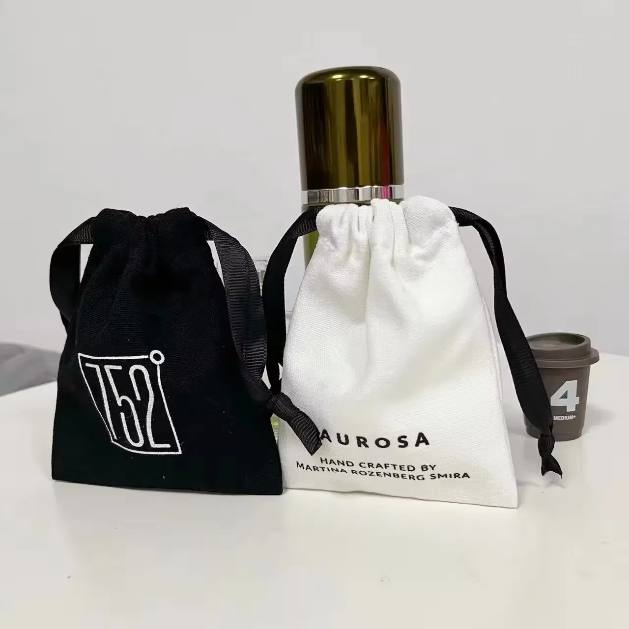 Custom Jewelry Packaging Pouch Customized White Organic Cotton Canvas Drawstring Bag