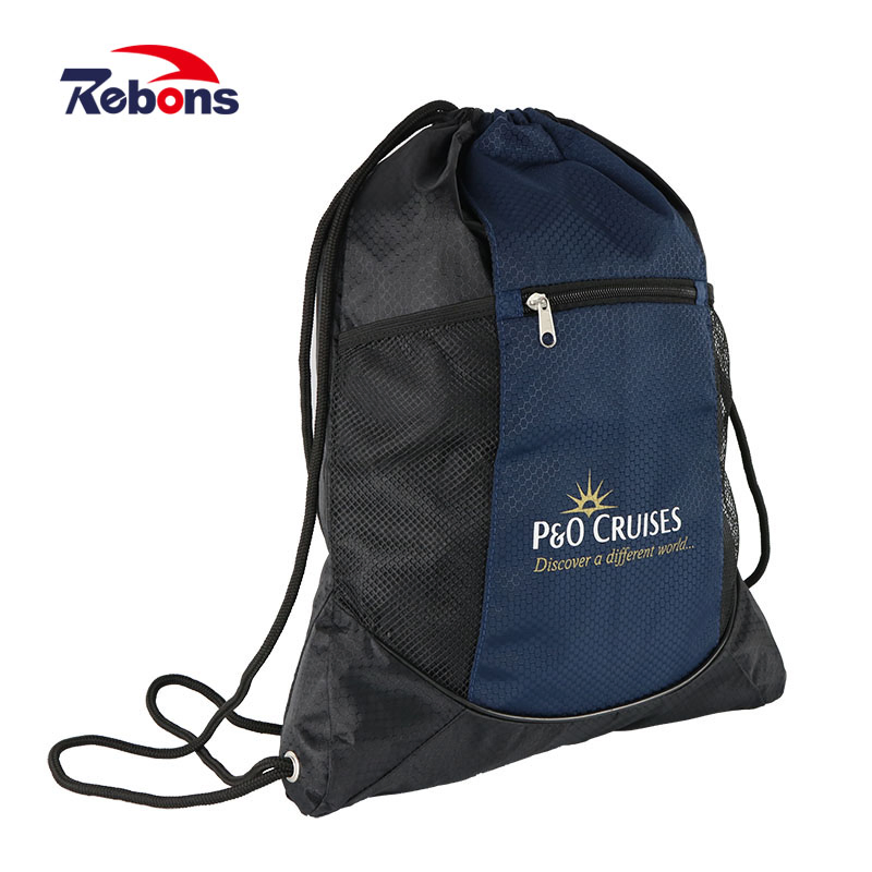 420d Nylon Waterproof Reflective Travel Sports Gym Drawstring Bag Backpack Promotion