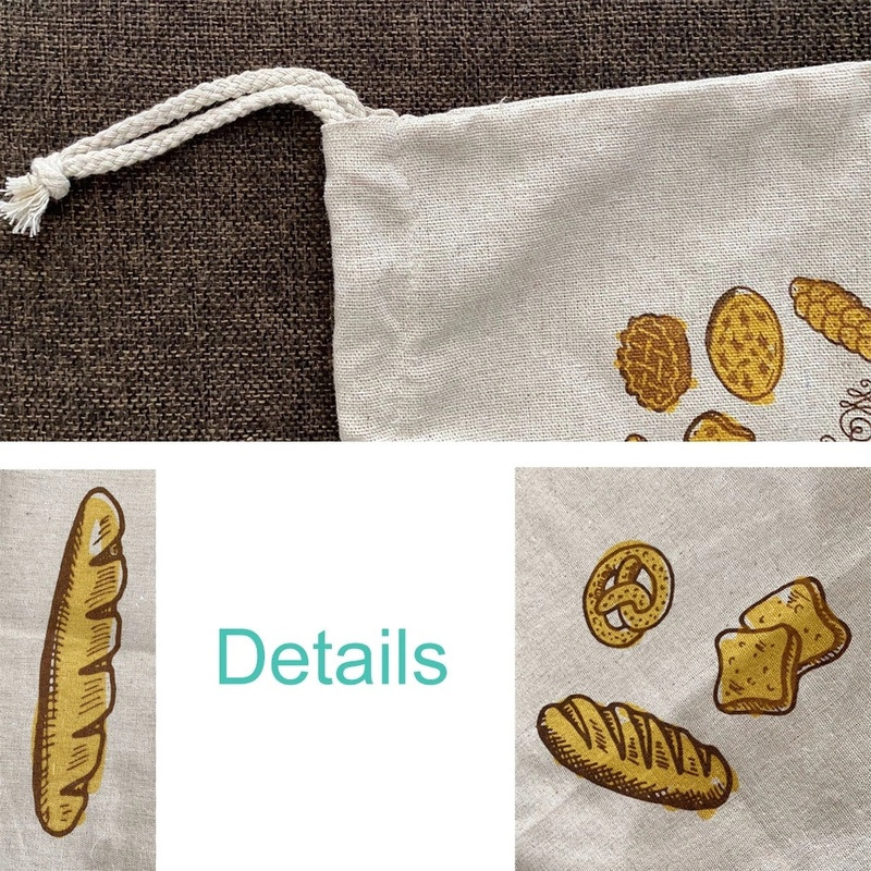 Custom Hot French Baguette Bread Bag Creative Snack Packaging Cotton Bag Reusable Drawstring Shopping Canvas Bag