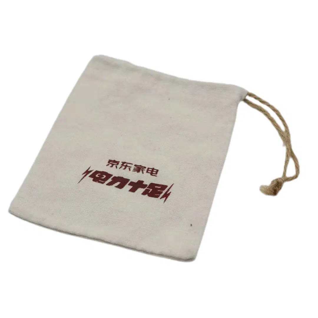 Source Manufacturers Promote The New Linen Bag with Delicate Texture and Drawstring Mouth Cotton Bag Food Tea Small Storage Bag