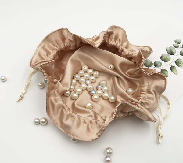 Satin Gift Pouch with Round Bottom Satin Jewelry Bag and Display Jewelry Cushion Set with Custom Logo Silk Ribbon Drawstring