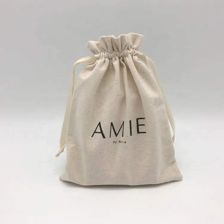 Custom Logo Muslin String Bag Eco Cotton Canvas Drawstring Pouch Bag for Gift