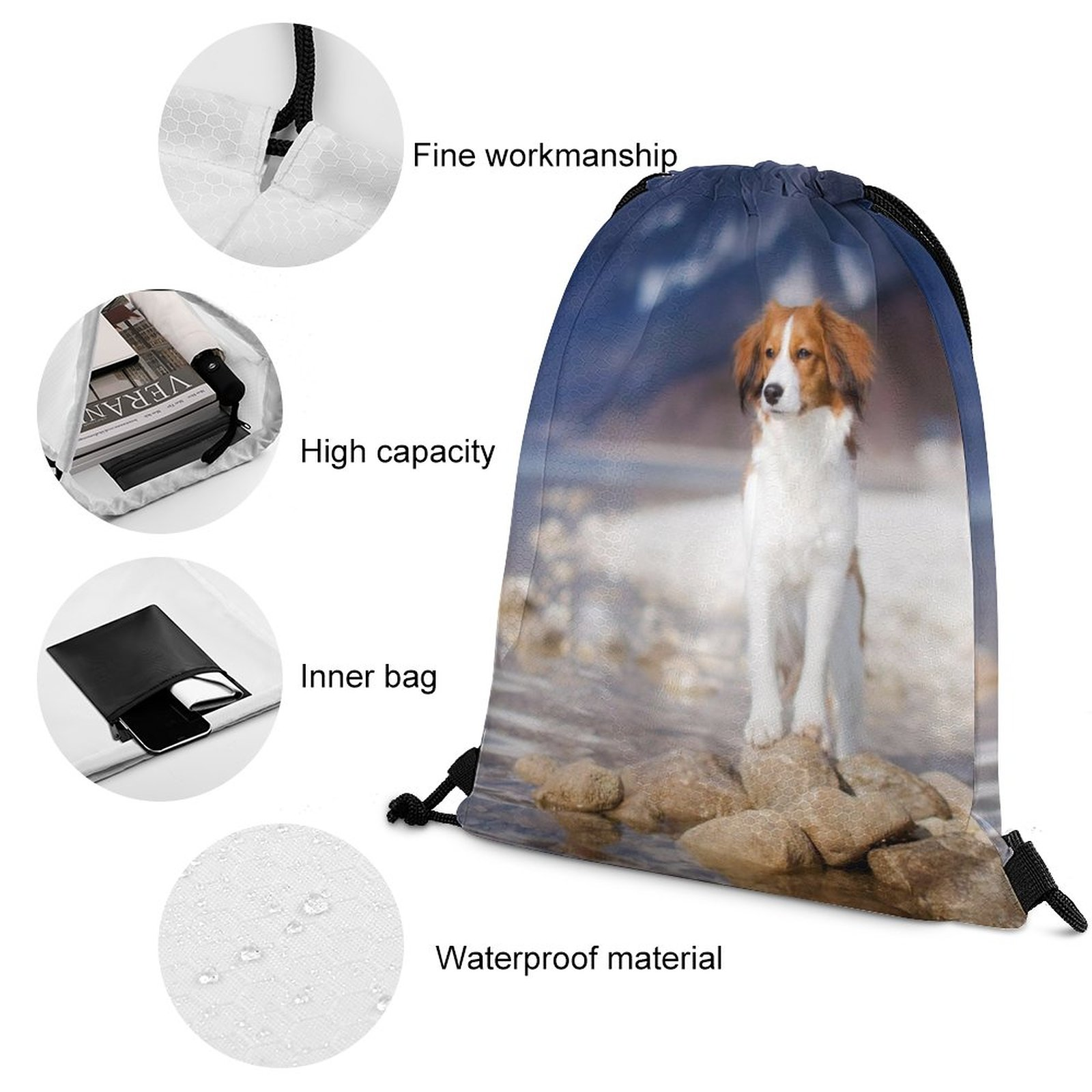 Lightweight polyester drawstring bag cinch bag
