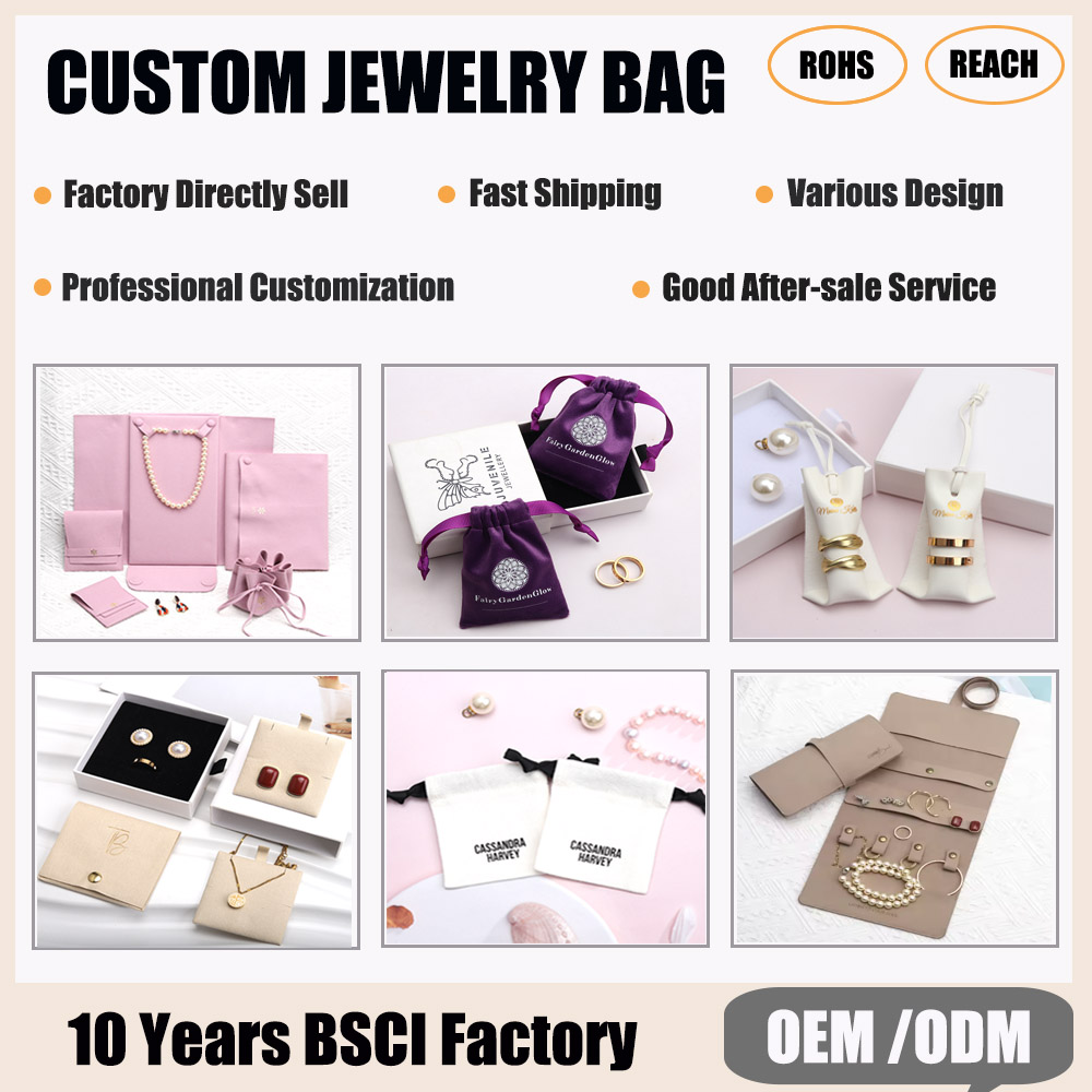 Custom Microfiber Jewelry Gift Pouches Luxury Emboss Suede Envelope Ring Earrings Necklace Bracelet Packaging Jewelry Bag