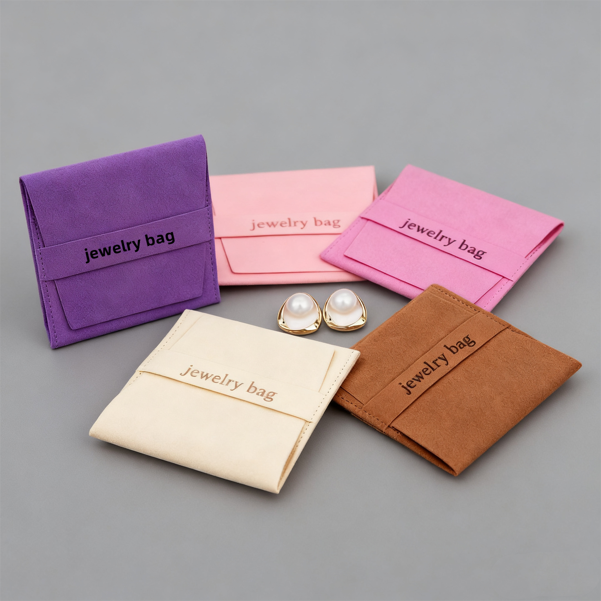 Wholesale Custom Logo Microfiber Velvet Pouches Envelope Style Jewelry Container for Gift Packaging