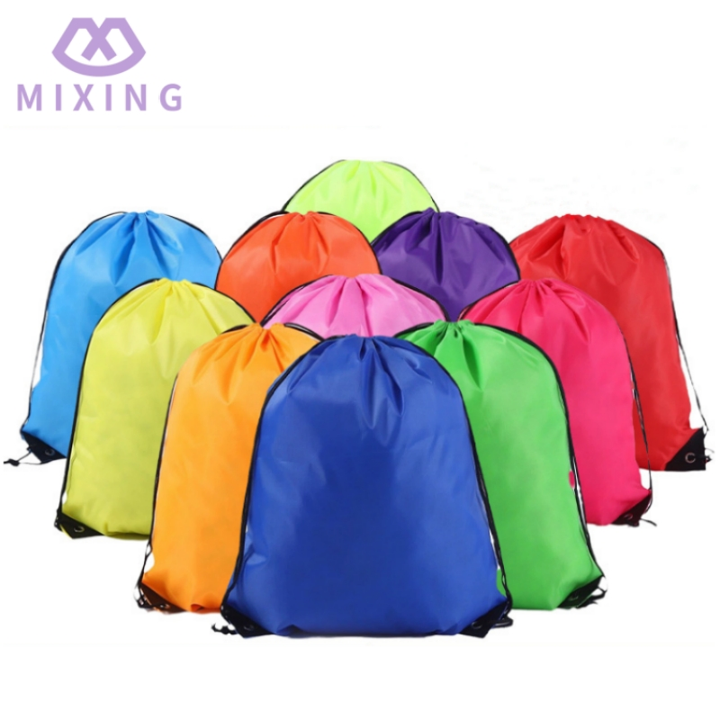 Wholesale 210d Sports Waterproof Polyester Nylon Drawstring Backpack Promotional for Kids