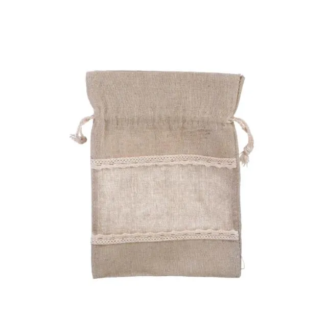 Wholesale Jewelry Jute Drawstring Pouch Creative Candy Gift Bag with Window