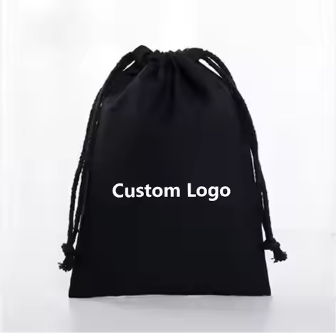 Custom Log Soft Organic Cotton Drawstring Gift Flap Pouch