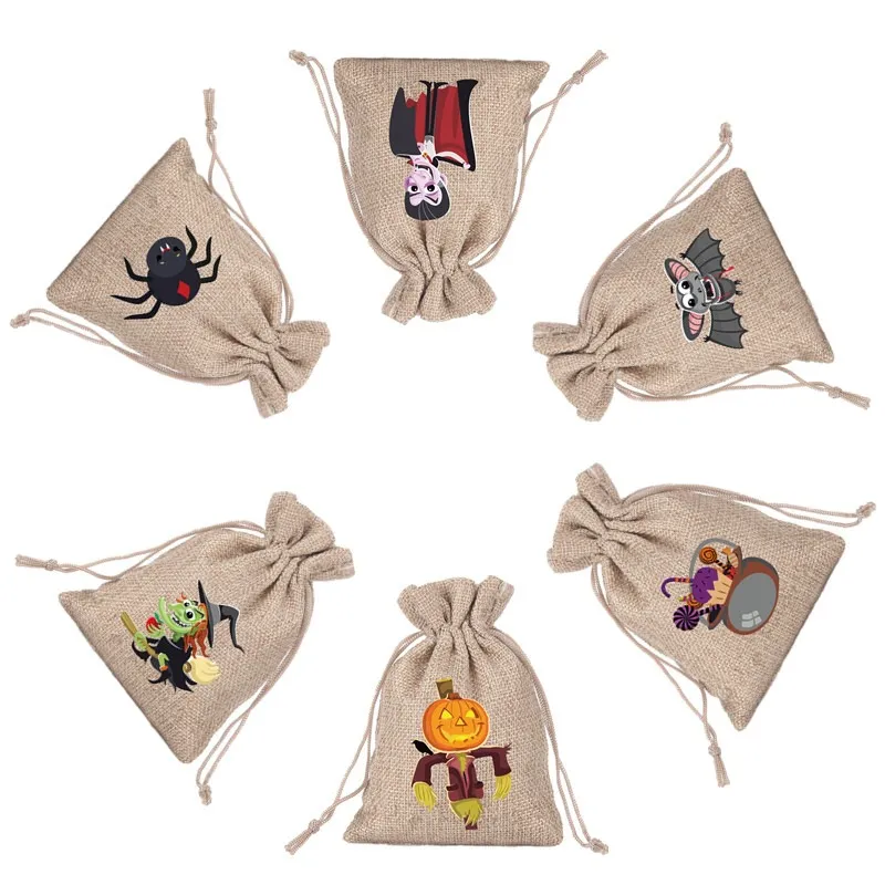 Hot Sale Halloween Burlap Favor Drawstrings Party Gift Candy Bags