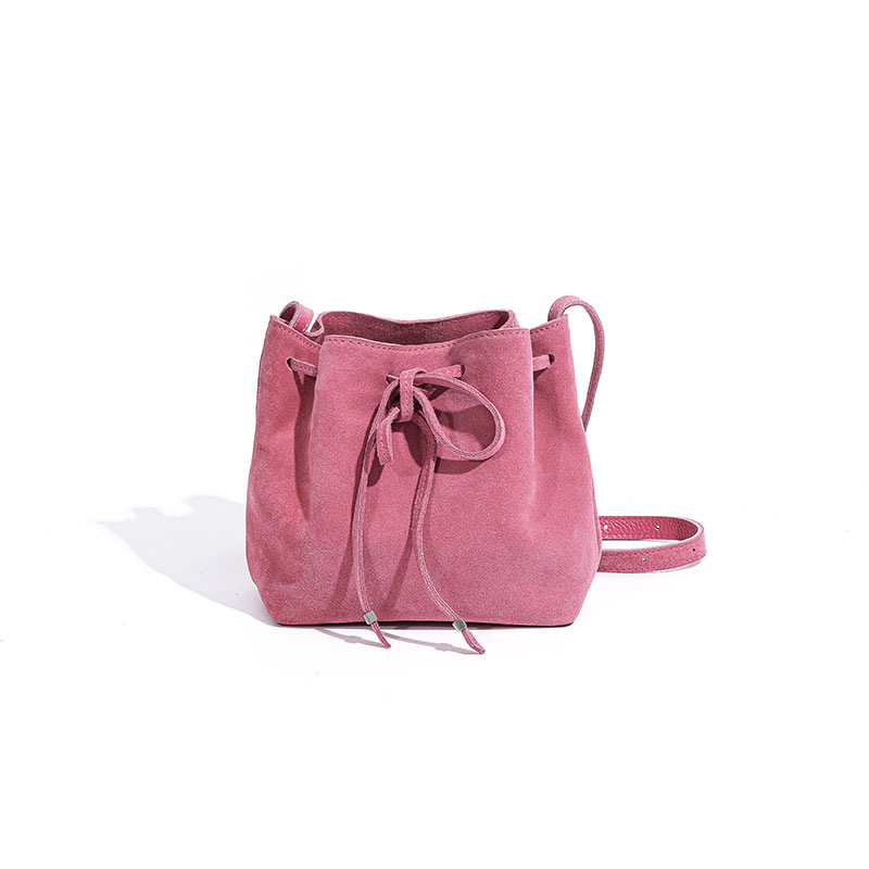 New Style Drawstring Retro Genuine Leather With Bow Design Shoulder Bag for Women Messenger Bag