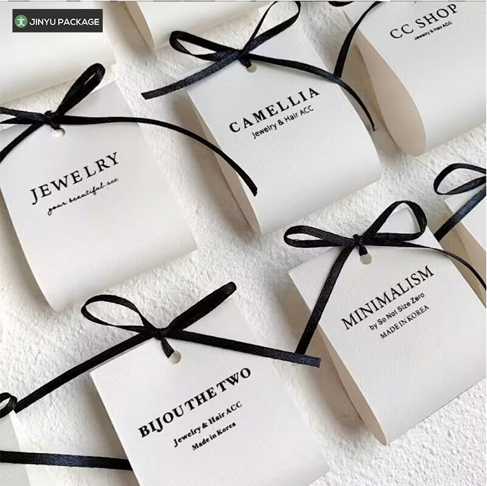 Custom Unique White Microfiber Jewelry Pouch Bags with Black Silk Ribbon Bow-Tie