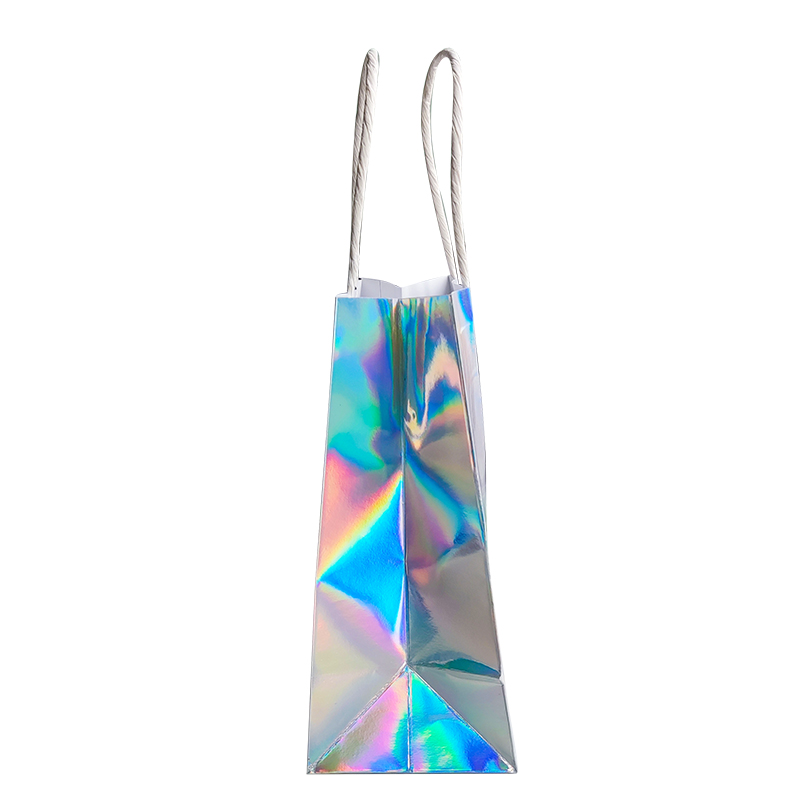 Recycled Holographic Foil Paper Bag for Supermarket Shopping and Exhibitions for Wedding Use