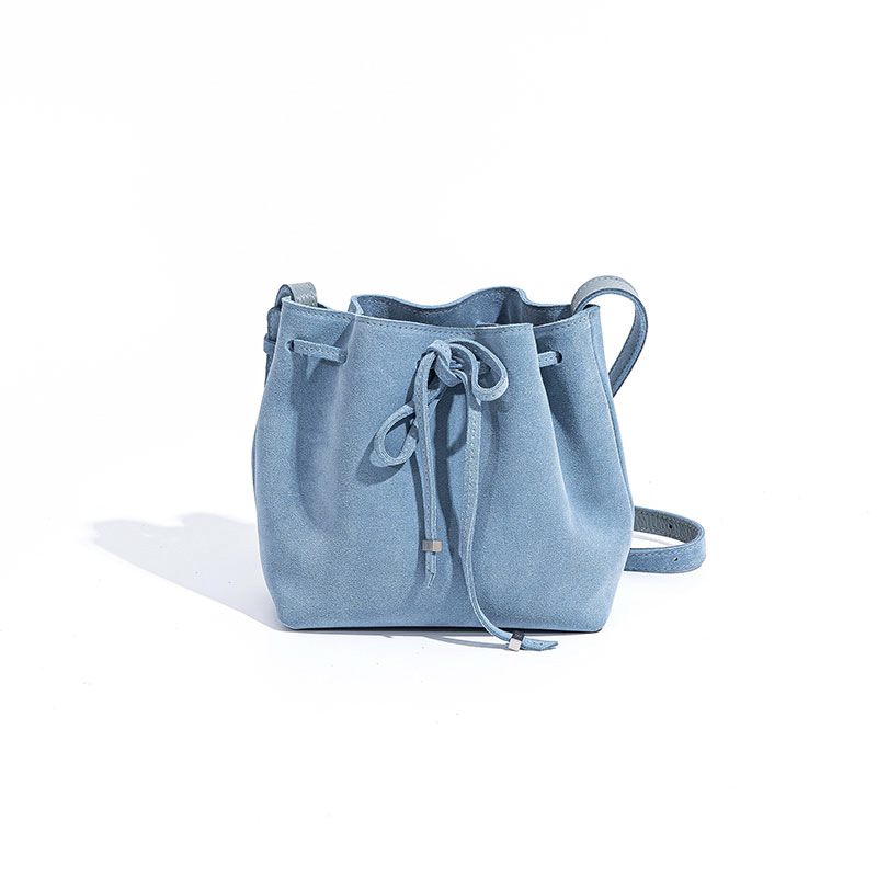 New Style Drawstring Retro Genuine Leather With Bow Design Shoulder Bag for Women Messenger Bag