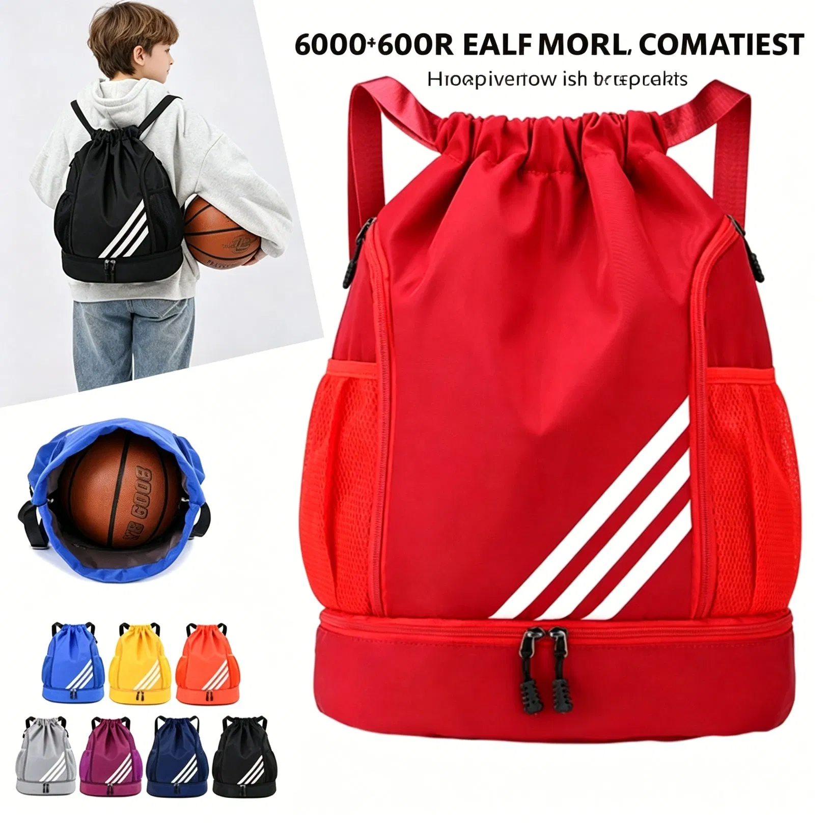 Stylish Waterproof Oxford Nylon Drawstring Backpack with Adjustable Straps