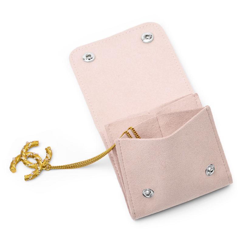 FANXI China Custom pink Durable Microfiber Jewelry Gift Bag with Button Ring Earrings Bangle Storage Package Jewelry Pouch