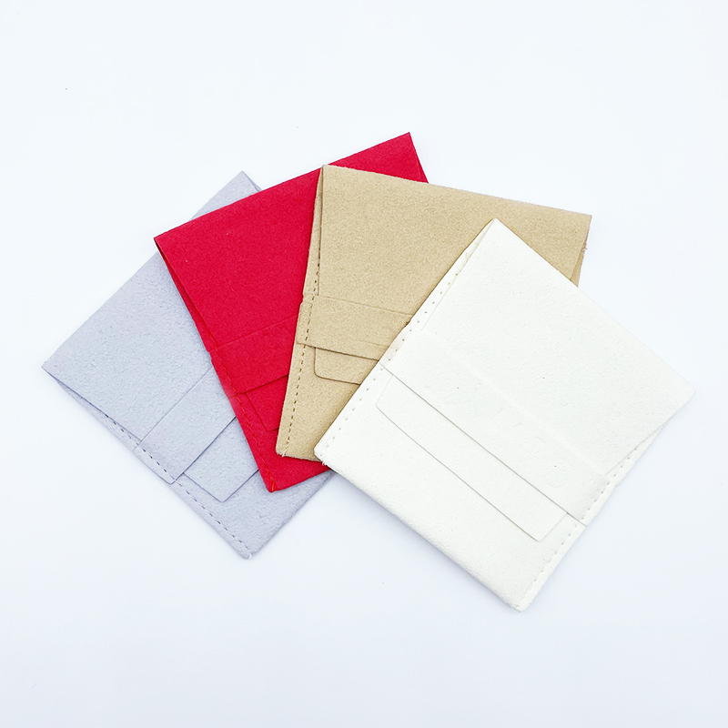 Custom Logo Suede Microfiber Jewelry Packaging Pouch Bag With Insert Cards for Gift Jewelry Packaging Box Storage