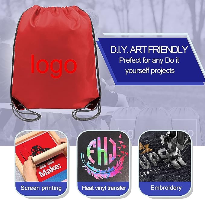 Custom Polyester Drawstring Bag Gym Sack Sports Cinch Bag Drawstring Backpack Storage Bags for Gym Traveling