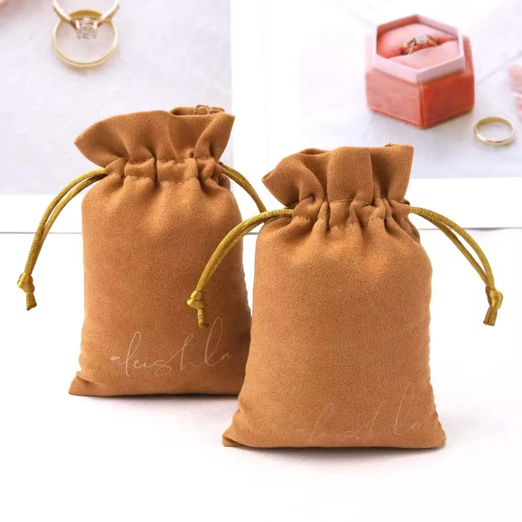 Custom Logo Printing Small Jewelry Packaging Suede Pouch