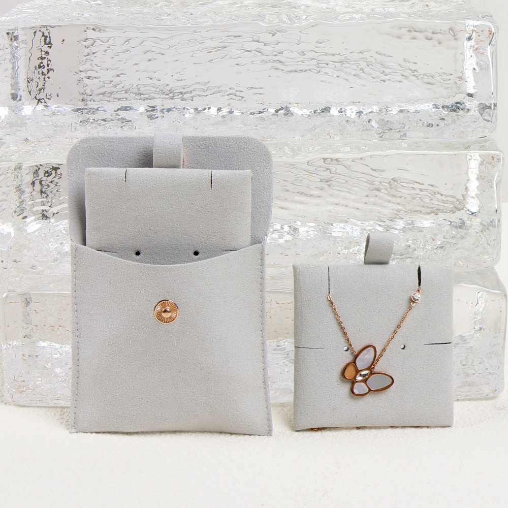 Custom Logo Printed Small Velvet Microfiber Pouch Suede Jewelry Gift Packaging with Insert Display