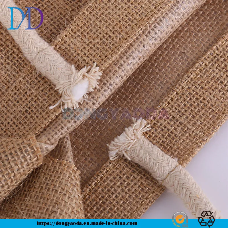Mini Linen Gift Pouch Custom Printed Small Burlap Bag for Wedding Favors