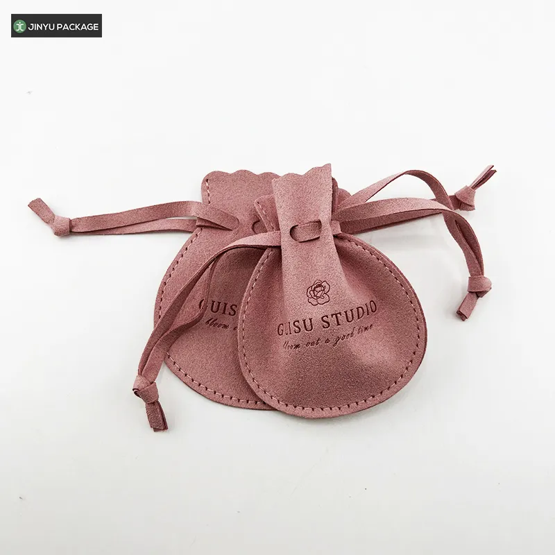 Luxury Suede Microfiber Drawstring Jewelry Pouch Bags Factory with Embossing Logo