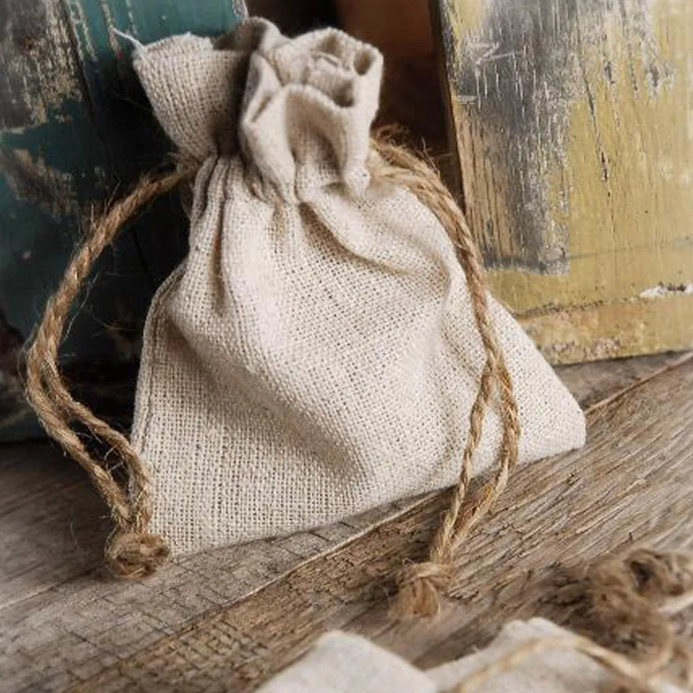 Recycle Custom Printed Promotional Sustainable Jute Linen Burlap Hemp Drawstring Backpack Bag