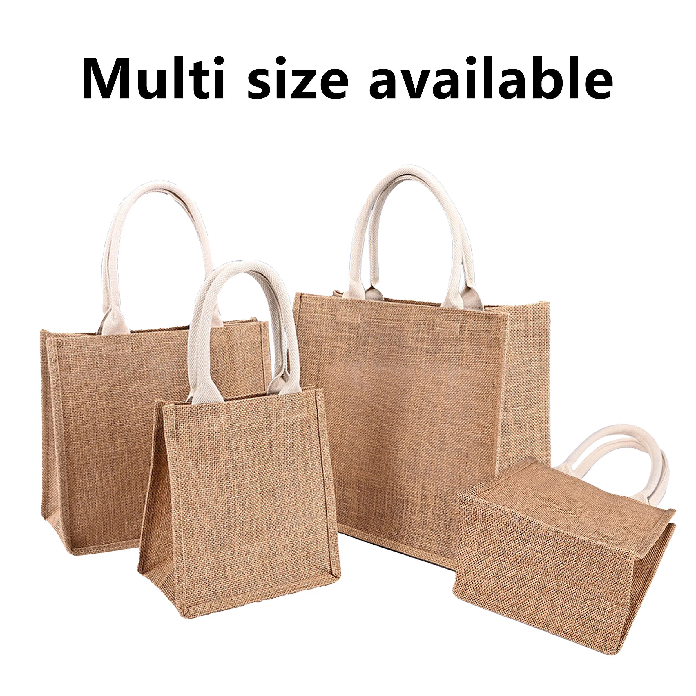 Eco-Friendly Personalized Burlap Tote Bags Custom Logo Jute Wedding Favors Party Bag with Beach-Readyhandles