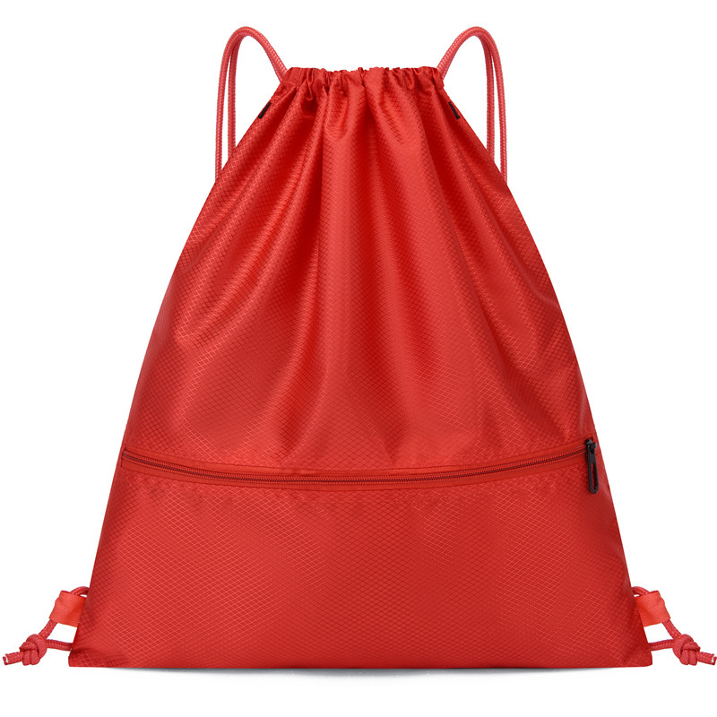 Waterproof High Quality Custom Polyester Nylon Drawstring Backpack Gym Bags String Back Pack Logo Sport Cinch Sacks With Zipper