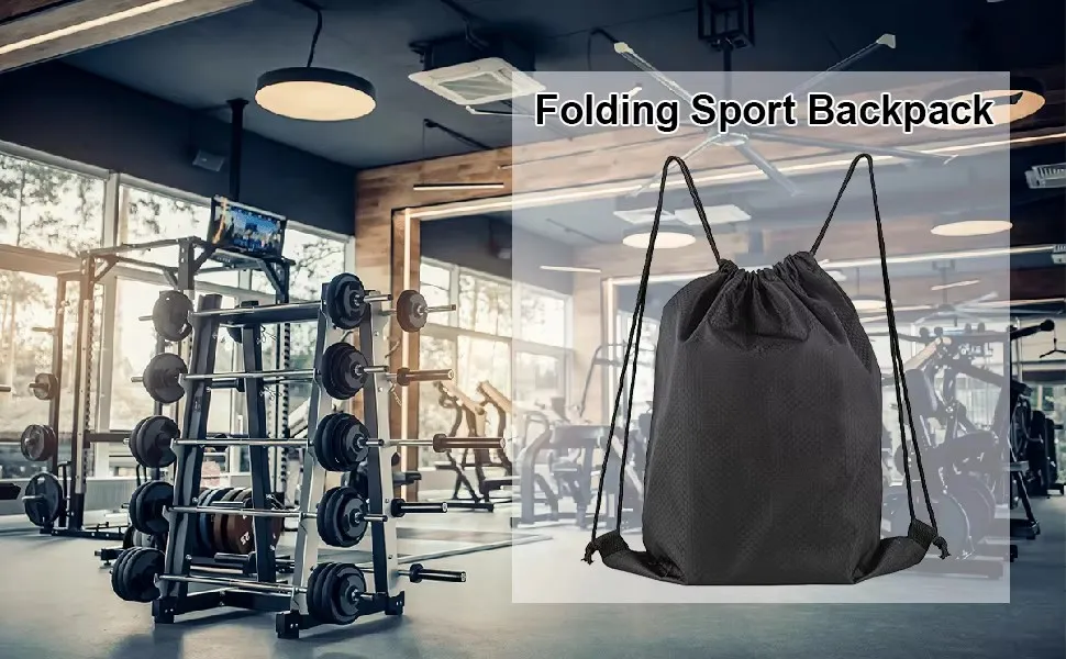 Custom Polyester Nylon Drawstring Backpack with Zipper Pocket Waterproof Gym Sports Training Bag