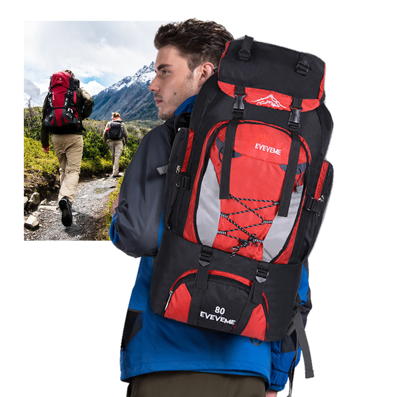 80L Large Capacity Rucksack Drawstring Nylon Outdoor Camping Travelling Waterproof Hiking Backpack