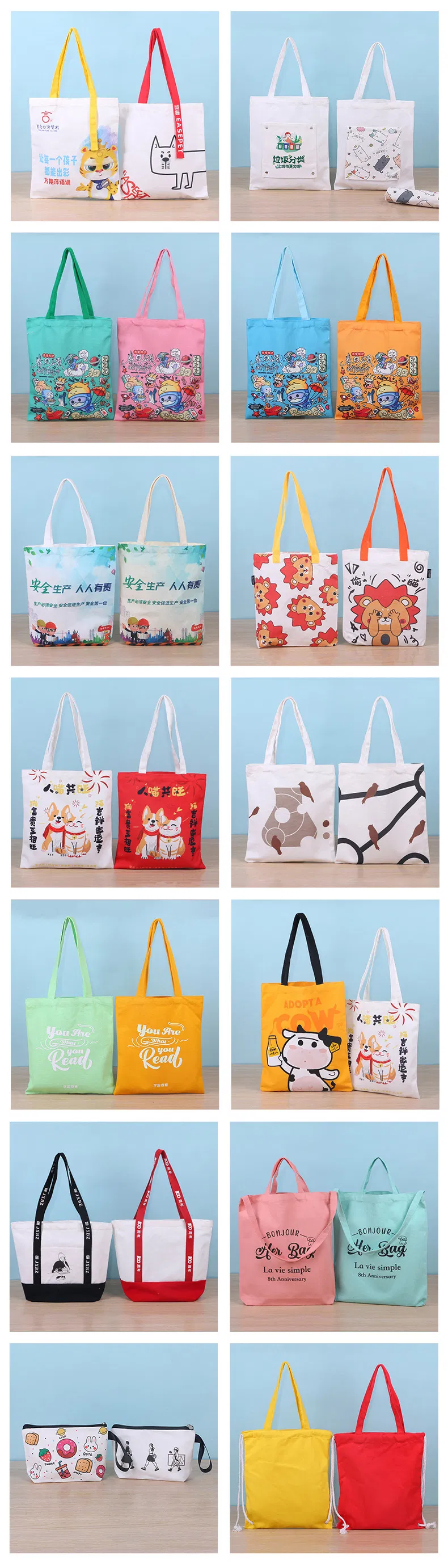 China Factory OEM Custom Design Printed Cotton Canvas Jute Tote Package Bag Shopper Bag Drawstring Package Bags