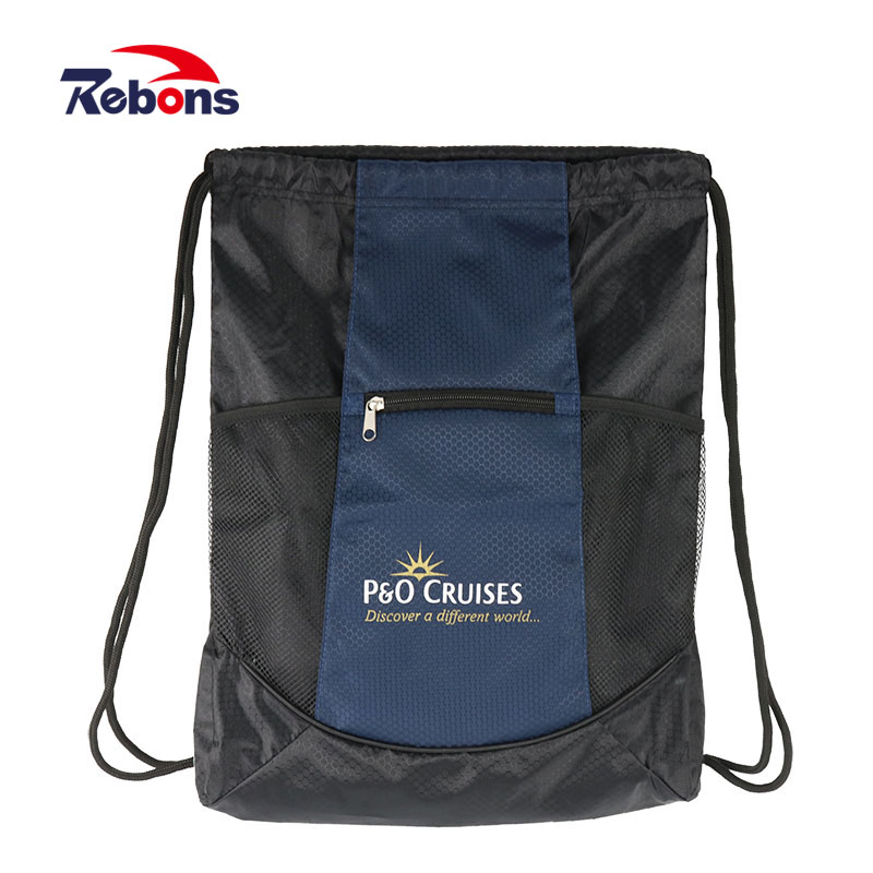 420d Nylon Waterproof Reflective Travel Sports Gym Drawstring Bag Backpack Promotion