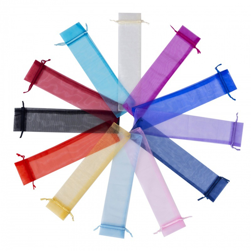 Wholesale Custom Fashion Personalized Recycle Cosmetic Bags Transprent Silk Jewelry Packaging Fabric Drawstring Organza Bags Makeup Packaging Bag Pouch