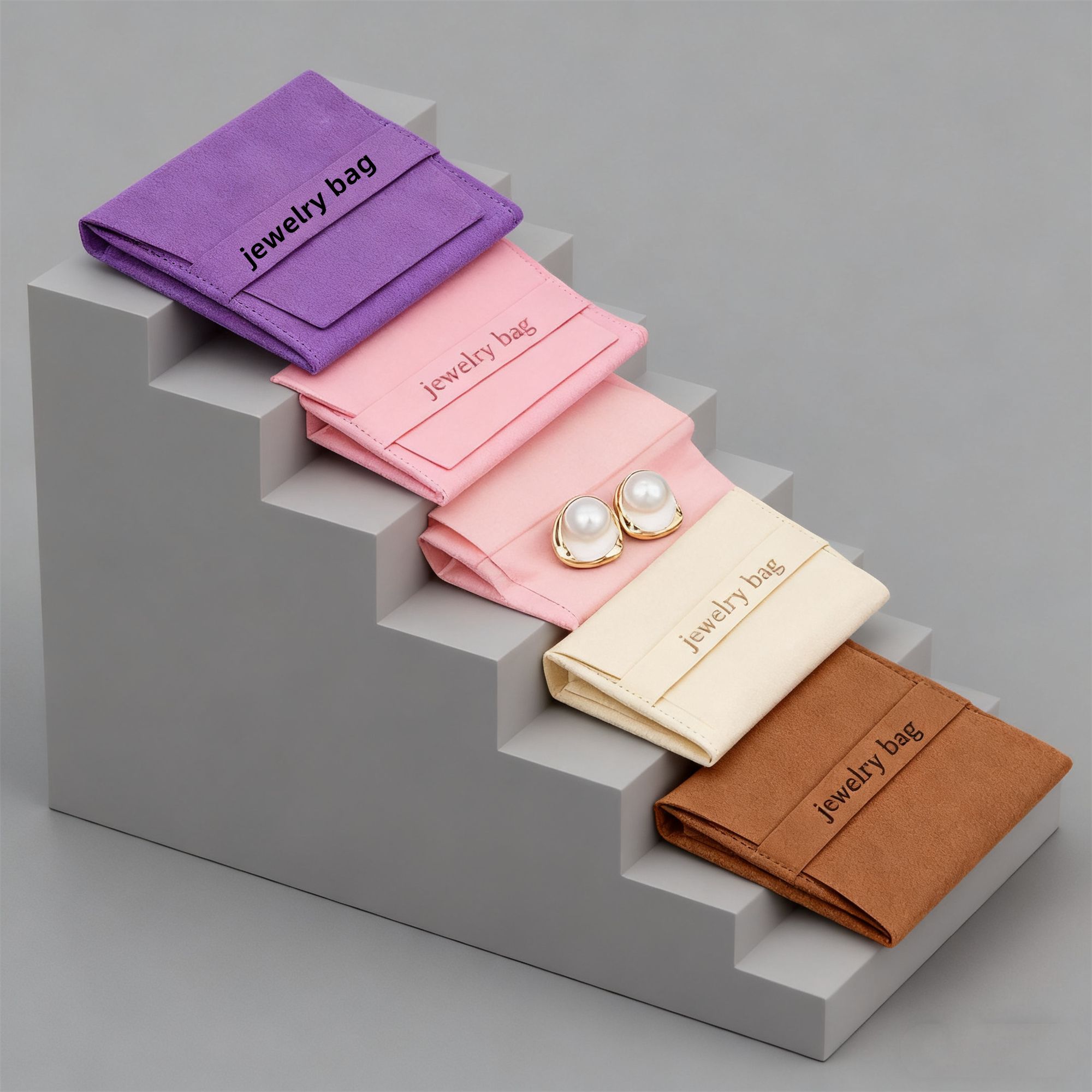 Wholesale Custom Logo Microfiber Velvet Pouches Envelope Style Jewelry Container for Gift Packaging
