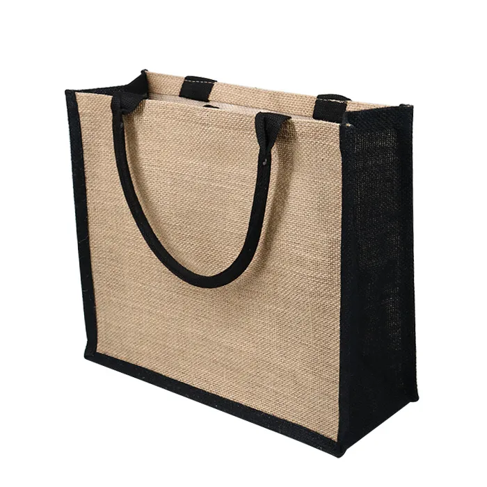 Medium Size Drawstring Linen Gift Bag Natural Jute Fabric Bags
