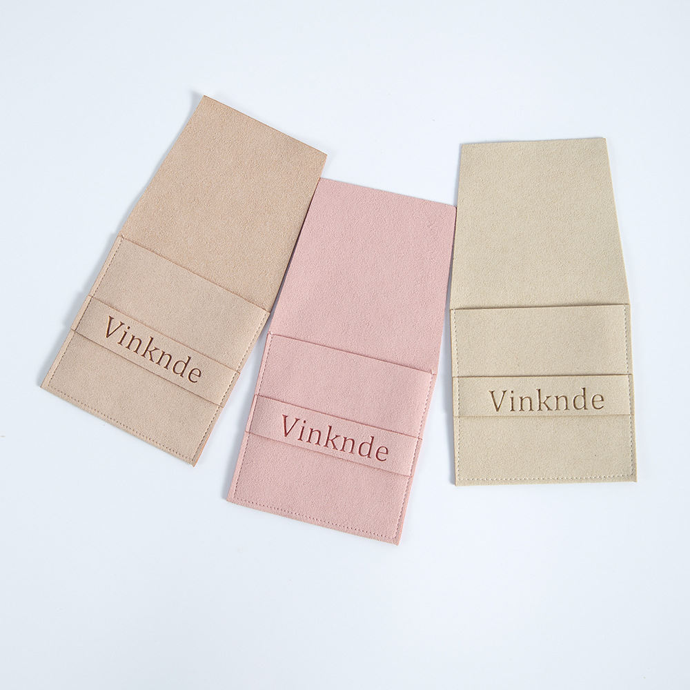 Custom Printed Logo Dust-proof Flap Bag Luxury Microfiber Jewelry Pouch Earrings Necklace Ring Gift Envelope Bags Packaging