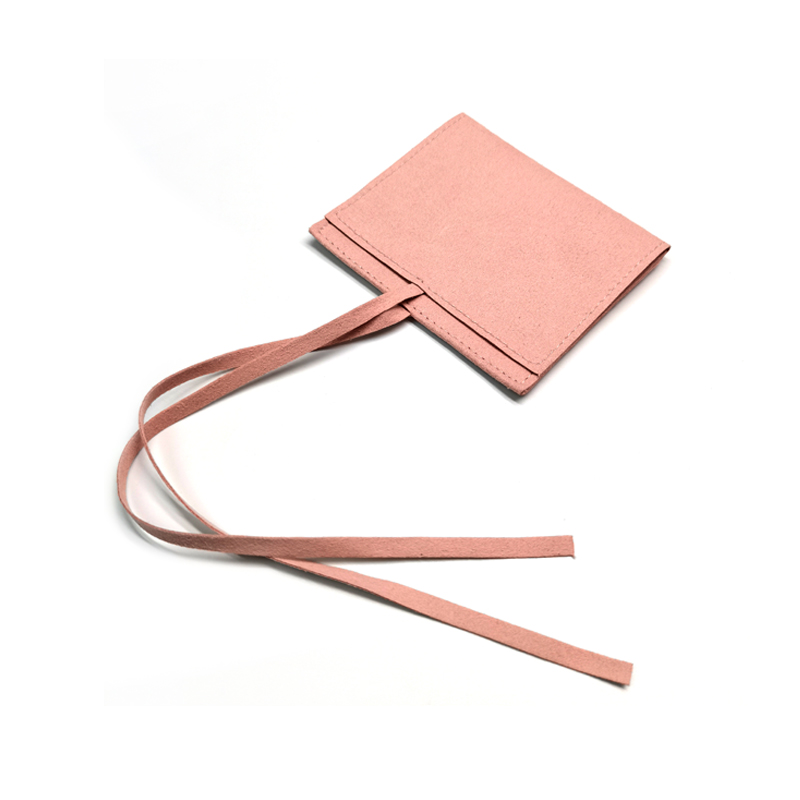 Custom Logo Suede Leather Envelope Jewelry Pouch With Flap Drawstring Gift Bag